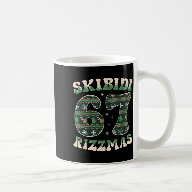 Taza De Café Skibidi Rizzmas 67 Six Seven Meme Ugly Christmas F (Derecha)