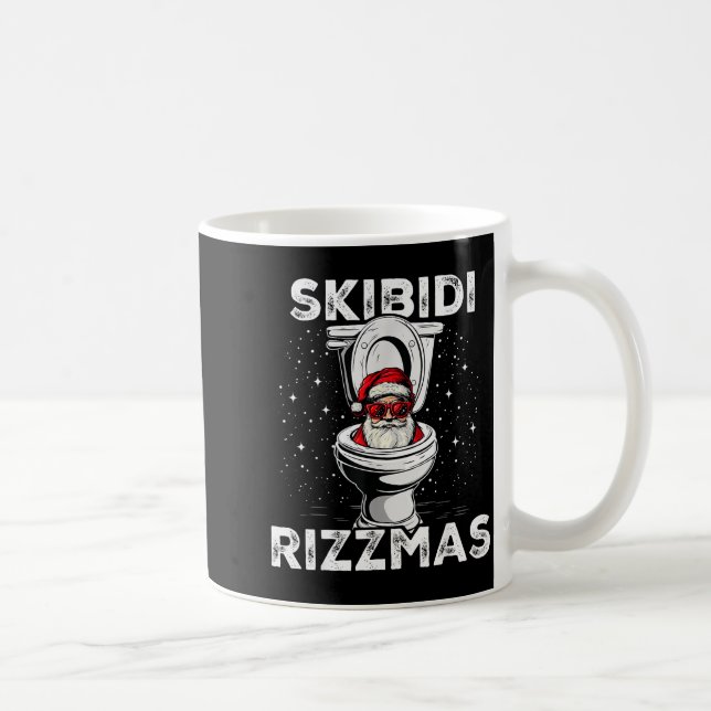 Taza De Café Skibidi Rizzmas Funny Toilet Santa White Elephant  (Derecha)
