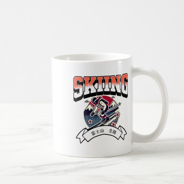 Taza De Café Skiing Adventure With Mount Fuji Japanese Style  (Derecha)