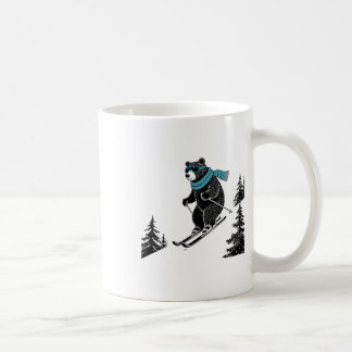 Taza De Café Skiing Bear, Funny Wintersports, Dad Ski Slope, Fu