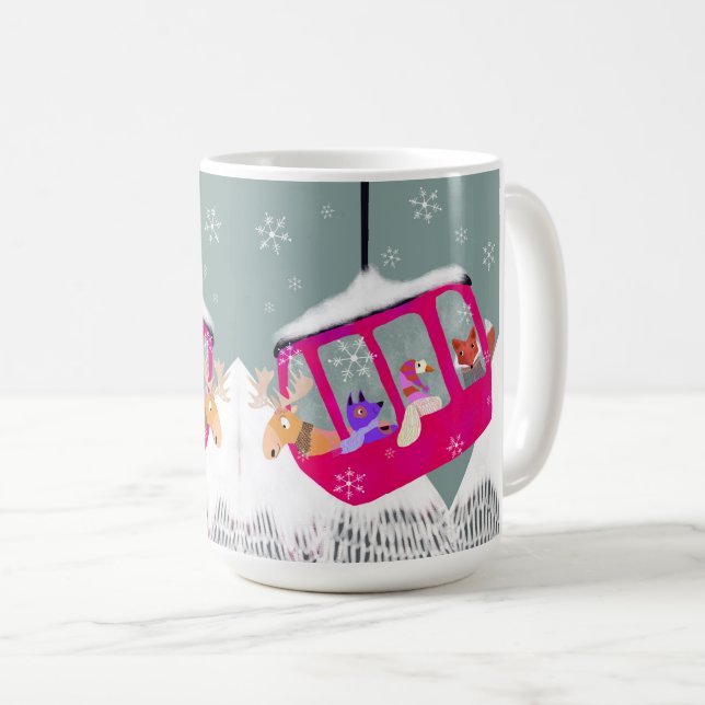 Taza De Café Skiing Cute Animal Friends  in Gondola Mug (Anverso derecho)