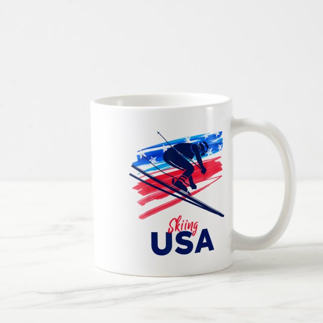 Taza De Café Skiing Usa Support The Team Shirt Usa Flag Skiing  (Derecha)