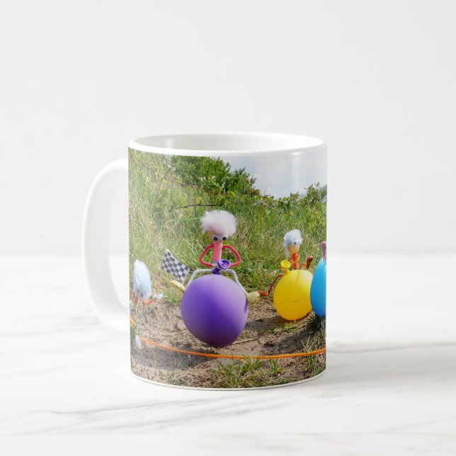 Taza De Café Skippiebal race van Fubby poppetjes op ballonnen. (Anverso izquierdo)