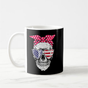 Taza De Café Skull American Flag gafas de sol Día de la Indepen