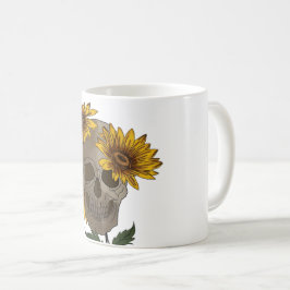 Taza De Café skull anf sunflowers Mug