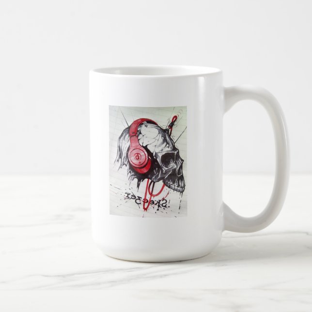 Taza De Café Skull con diseño de audífonos (Derecha)