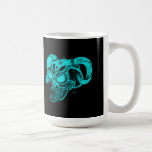 Taza De Café Skull Devil Head Black and Green Design