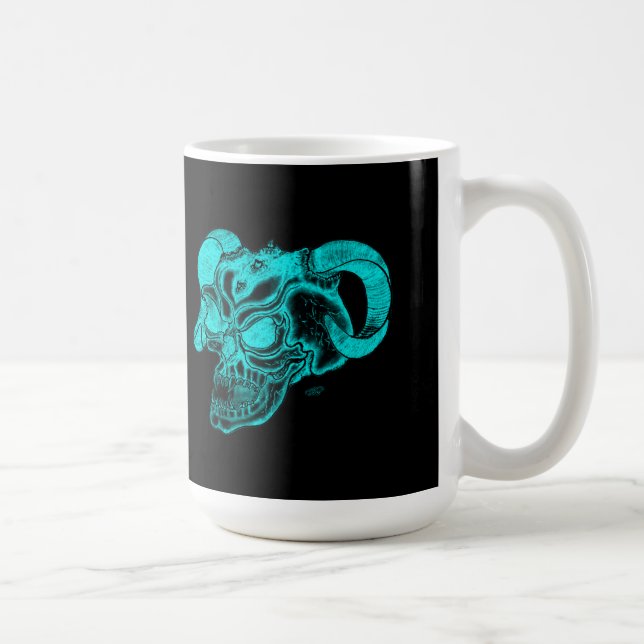 Taza De Café Skull Devil Head Black and Green Design (Derecha)