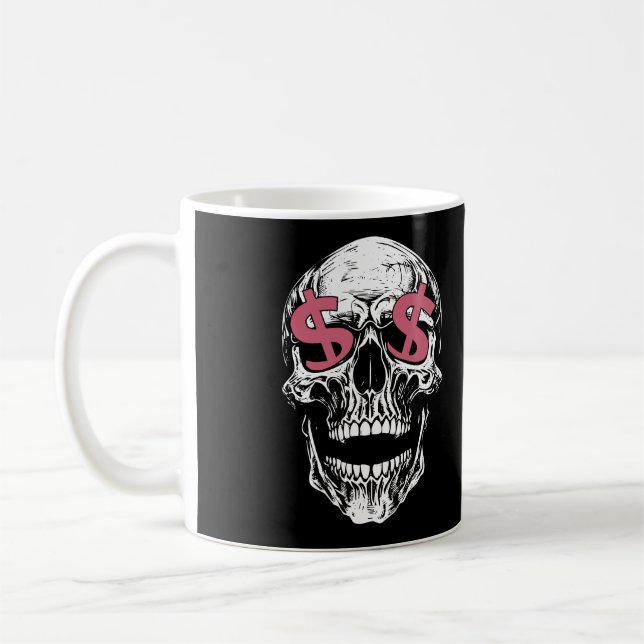 Taza De Café Skull & Dollar Eyes Mug – Dark Money Vibes (Izquierda)
