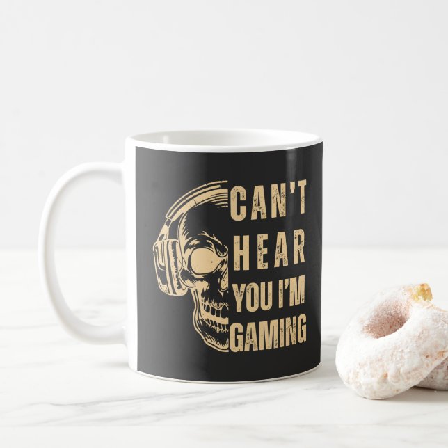 Taza De Café Skull Gamer Art – Can’t Hear You (Con donut)