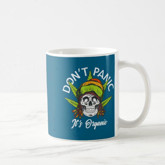 Taza De Café Skull Jamaica Rasta Funny Don´t Panic It´s Organic (Derecha)