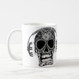 Taza De Café Skull musical con audífonos