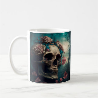 Taza De Café Skull with Roses Design Goth Art