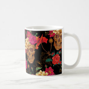Taza De Café Skulls florales