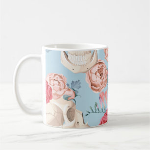 Taza De Café Skulls y Rosas Patrón de vintage