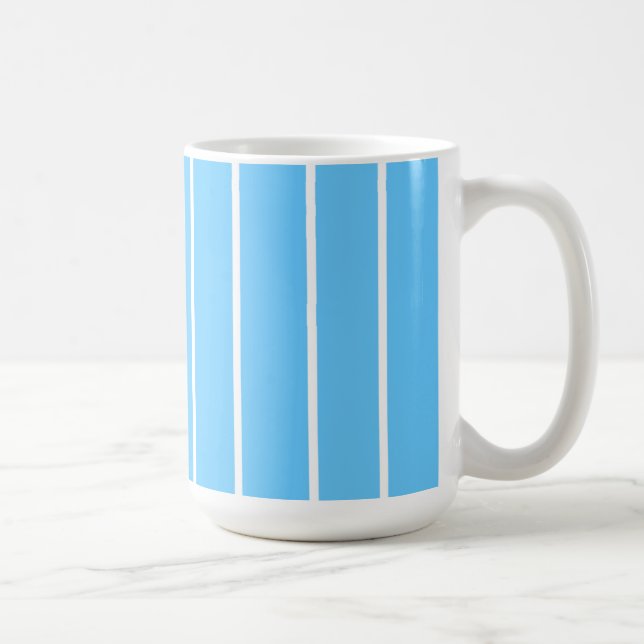 Taza De Café Sky Blue and White Summer Stripes (Derecha)