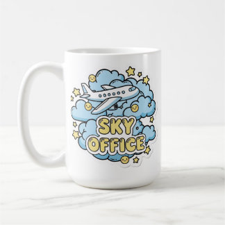 Taza De Café Sky Office - Avión Lindo y Nubes Dibujos Animados