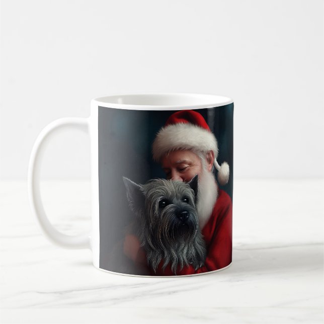 Taza De Café Skye Terrier Con Navidades festivos de Santa Claus (Izquierda)