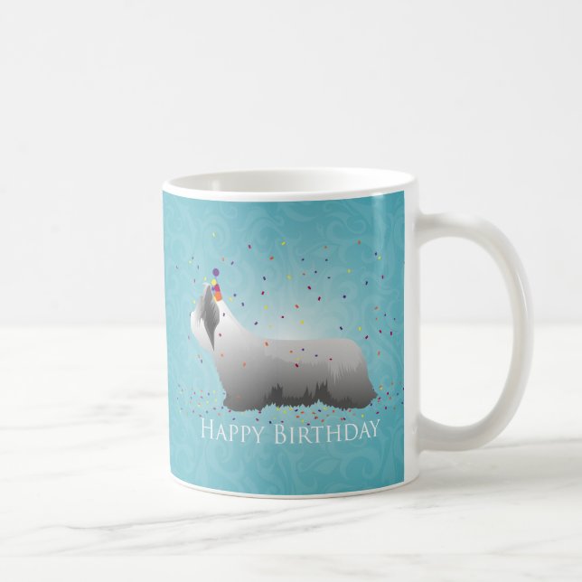 Taza De Café Skye Terrier Happy Birday Design (Derecha)