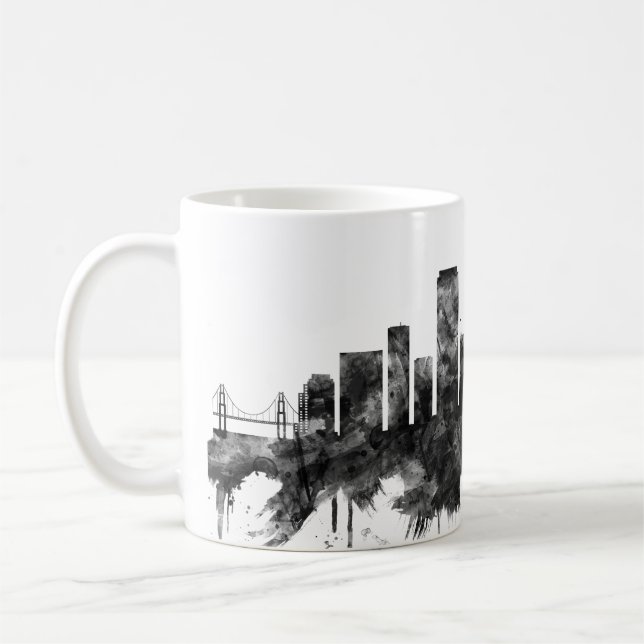 Taza De Café Skyline BW de San Francisco (Izquierda)