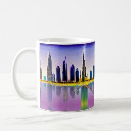 Taza De Café Skyline de Dubai con el rascacielos Burj Khalifa