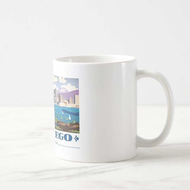 Taza De Café Skyline de San Diego (Derecha)