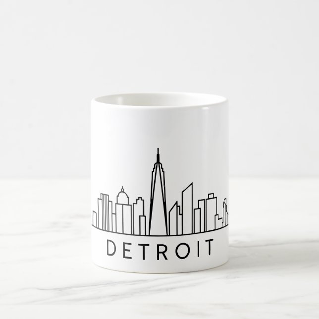 Taza De Café Skyline Detroit - Diseño Cityscape (Centro)