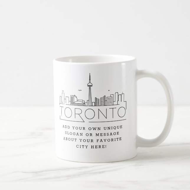Taza De Café Skyline estilizada de Toronto | Lema Personalizado (Derecha)