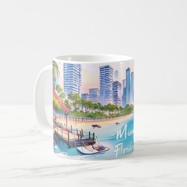 Taza De Café Skyline Florida de Miami City (Anverso izquierdo)
