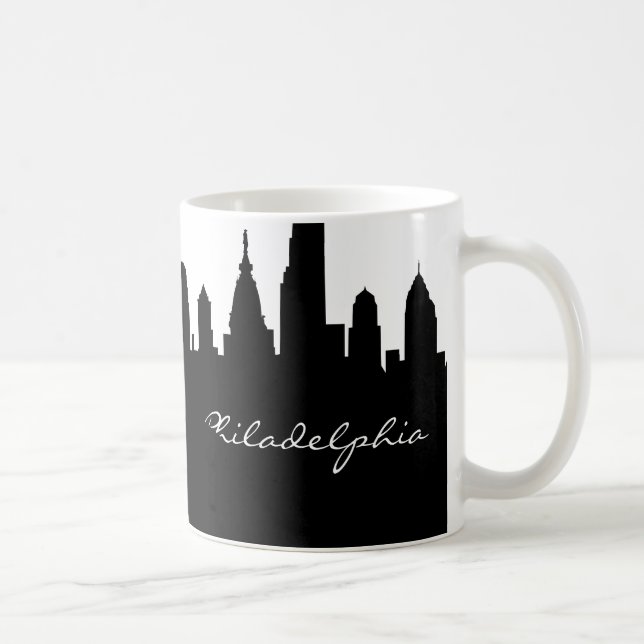 Taza De Café Skyline Philadelphia Black & White (Derecha)