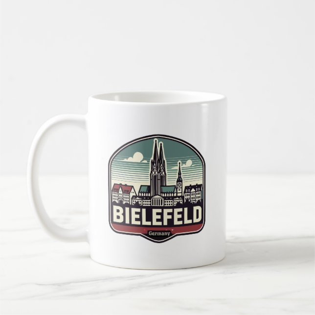 Taza De Café Skyline Retro Bielefeld (Izquierda)