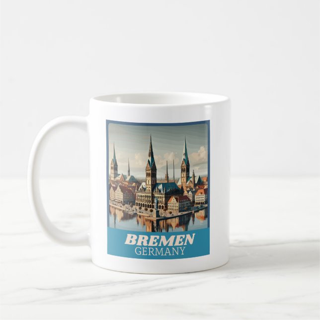 Taza De Café Skyline Retro Bremen (Izquierda)