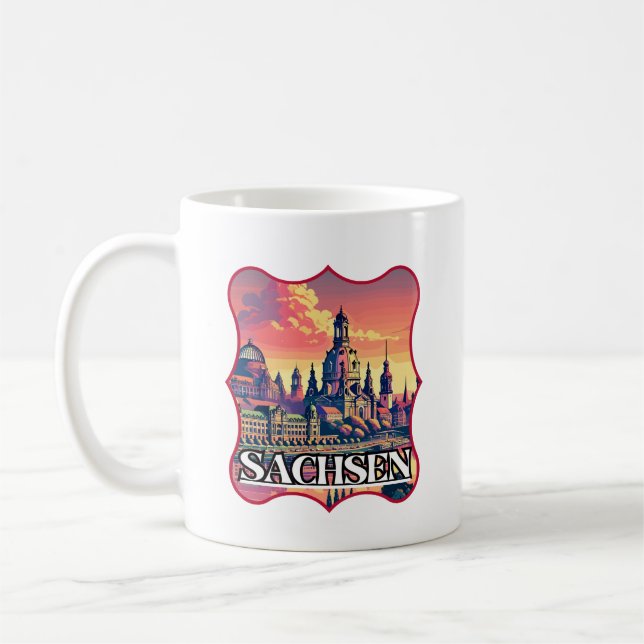 Taza De Café Skyline Retro Sachsen (Izquierda)
