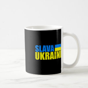Taza De Café Slava Ukraini Colores de la Bandera de Ucrania Dis