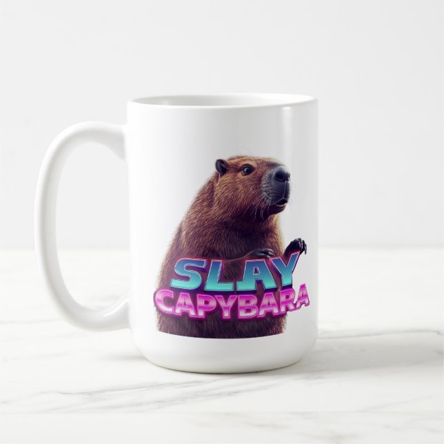 Taza De Café Slay Capybara Funny Animal Meme Gift (Izquierda)