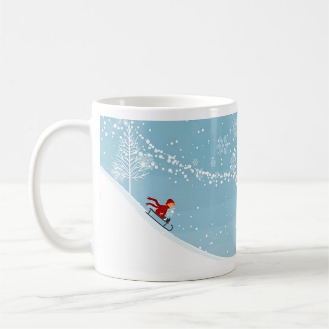 Taza De Café Sledding Fun Wintertime Mug (Izquierda)