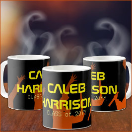 Taza De Café Sleek Black Modern Tech Graduation