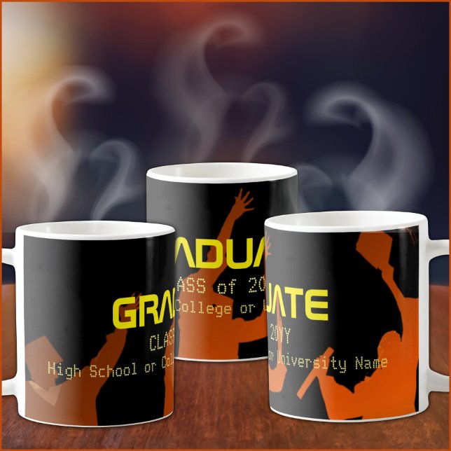 Taza De Café Sleek Black Modern Tech Graduation (Subido por el creador)