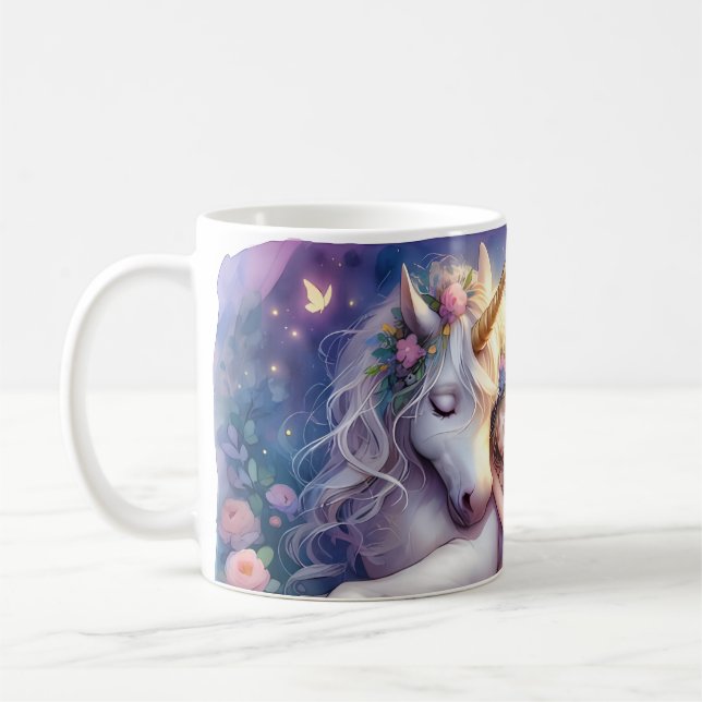 Taza De Café Sleeping Girl Unicorn Dreamscape (Izquierda)