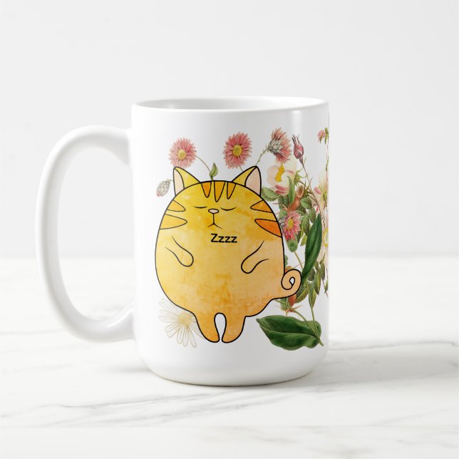 Taza De Café Sleepy Ginger Cat (Izquierda)