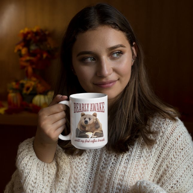 Taza De Café Sleepy Grizzly Bear Café Amantes Pun (Subido por el creador)