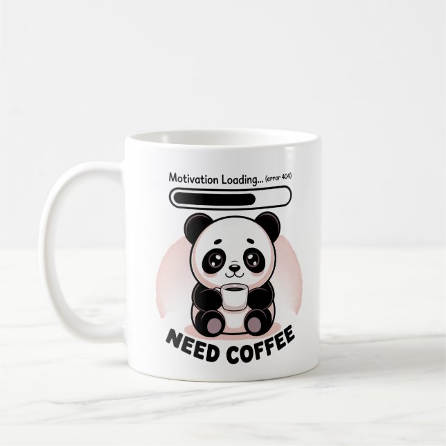 Taza De Café Sleepy Kawaii Panda Motivation Loading  (Izquierda)