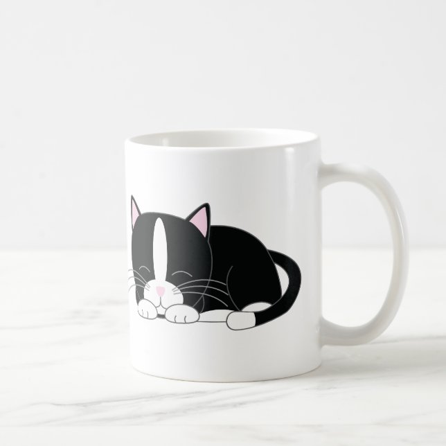 Taza De Café Sleepy Kitty {Tuxedo} (Derecha)