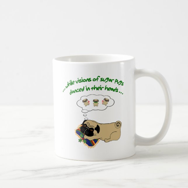 Taza De Café Sleepy Pug Navidades|Fun Holiday Cita Cum Pug (Derecha)