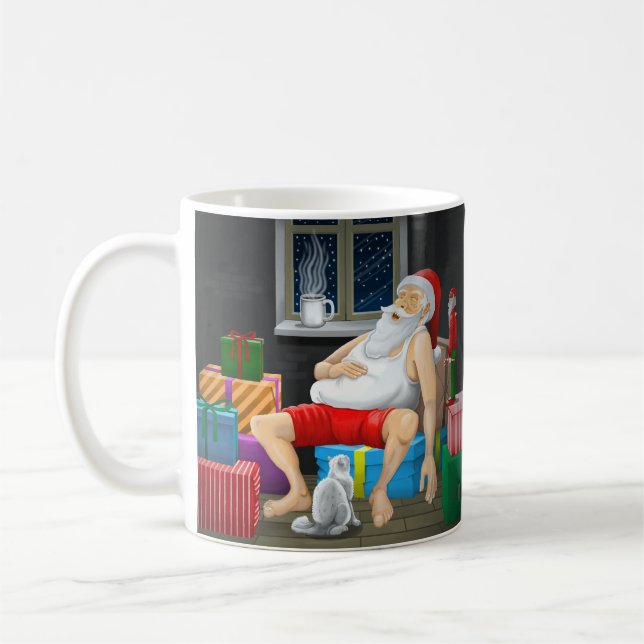 Taza De Café Sleepy Santa Claus (Izquierda)
