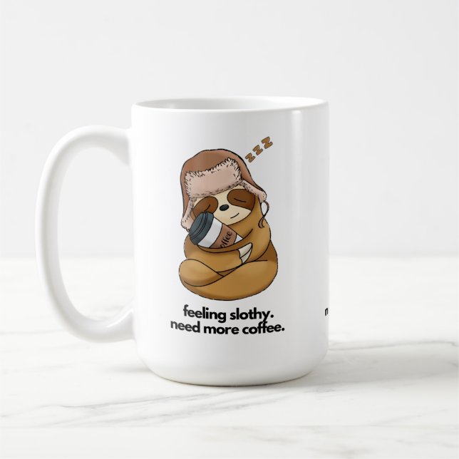 Taza De Café Sleepy Sloth Abrazando café (Izquierda)