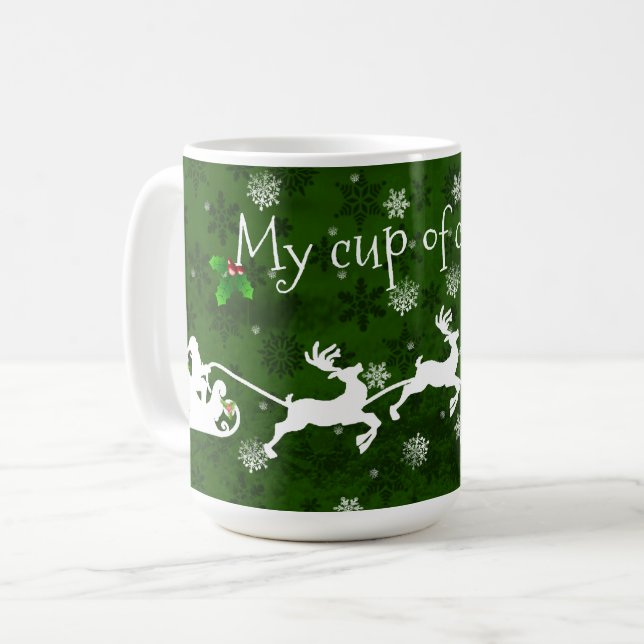 Taza De Café Sleigh de Santa Verde y tazón de café de reno (Anverso izquierdo)