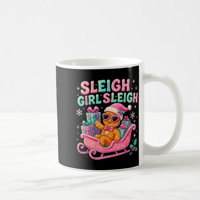Taza De Café Sleigh Girl Cute Gingerbread Christmas Art  (Derecha)