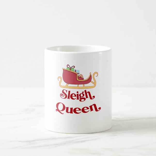 Taza De Café Sleigh Queen Navidades Humor Pun (Centro)