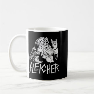 Taza De Café Sleigher Papá Noel Rock On Góthico Pesado